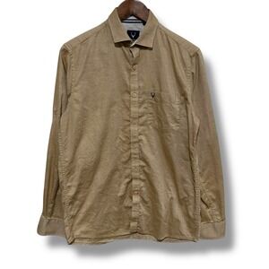 Allen Solly Men's Embroidered Pocket Logo Tan Button Down Shirt‎ 39 / 20.5 x 29